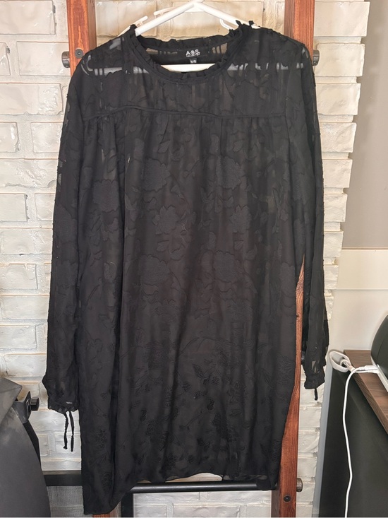 ABS Allen Schwartz Dresses & Skirts - Black Sheer Floral Mini Dress XL